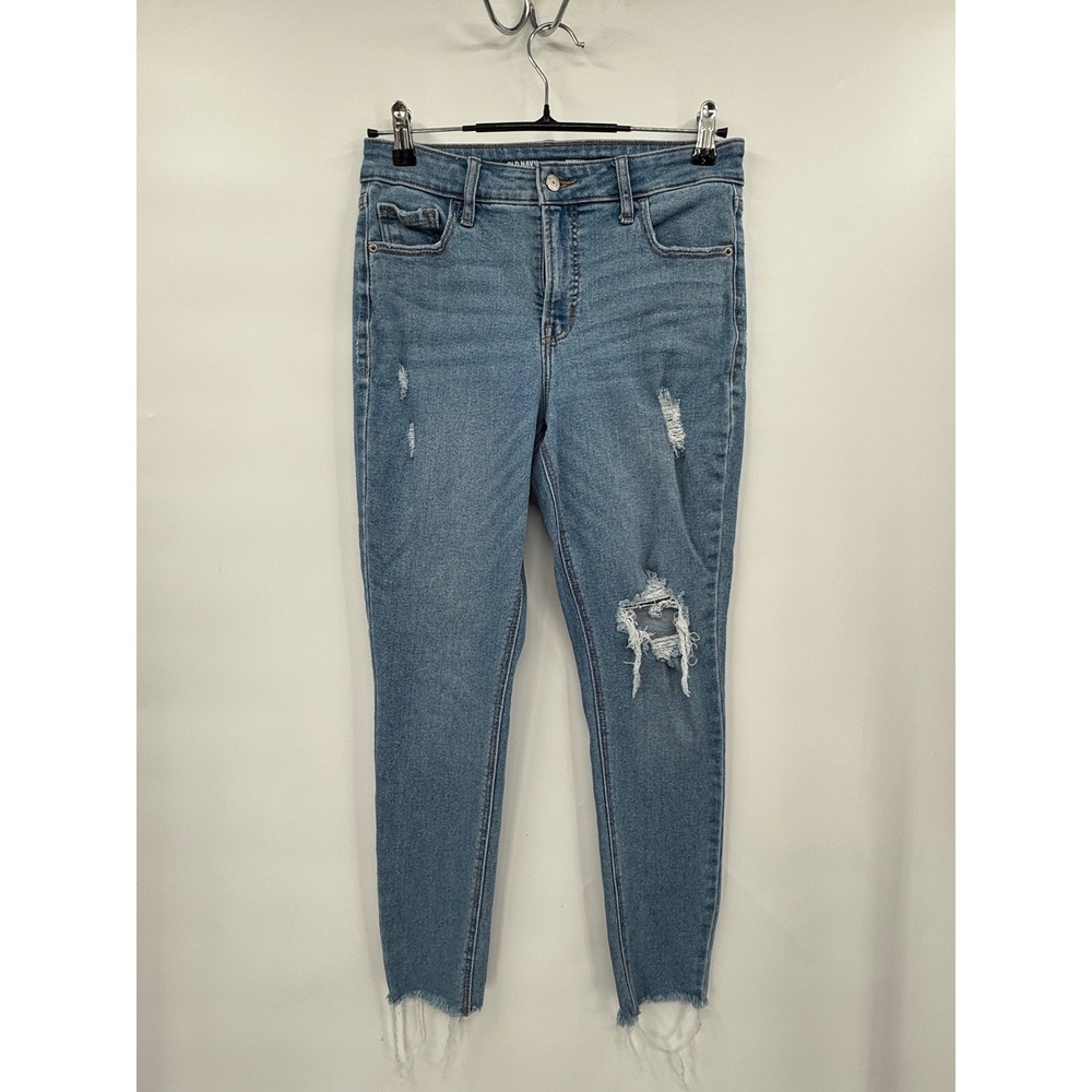 Old Navy 6 Rockstar Super Skinny Jeans Womens Blue Distressed High Rise Raw Hem